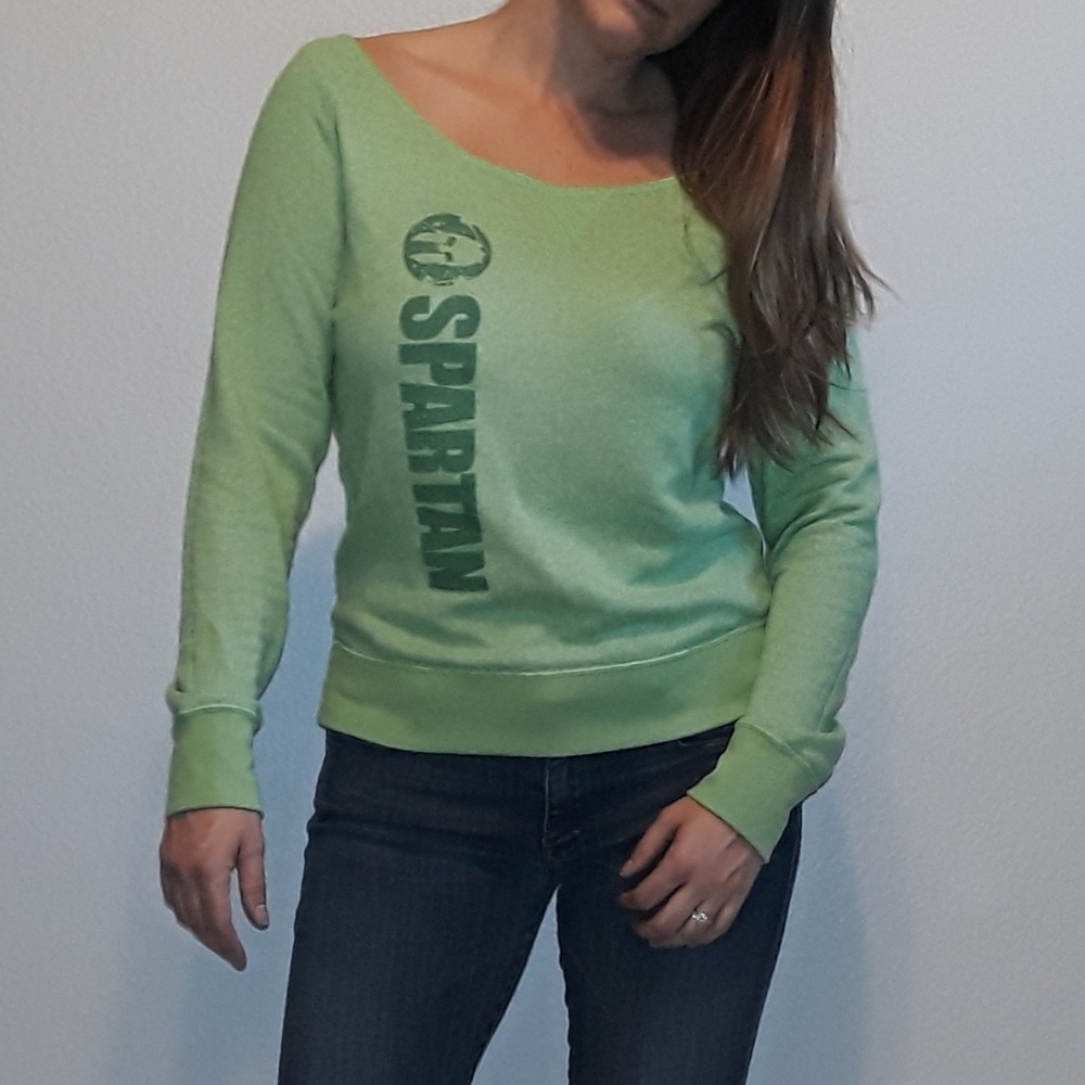 Lime Green Spartan Wide Neck Sweater